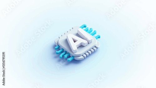 Modern 3D AI chip with glowing blue highlights, symbolizing futuristic computing and intelligent systems.
