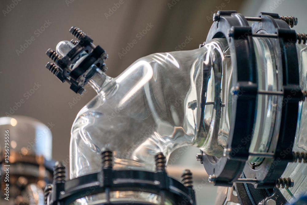 Machinery for the recovery of precious minerals. Chemical plant interior