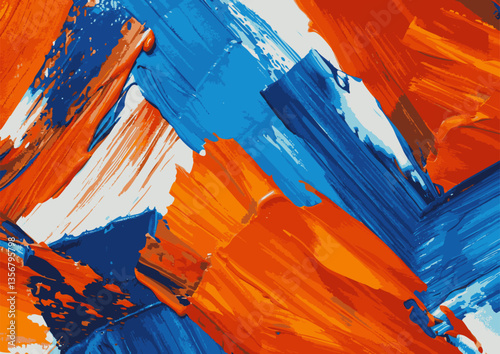 Abstract blue orange brush strokes on background.