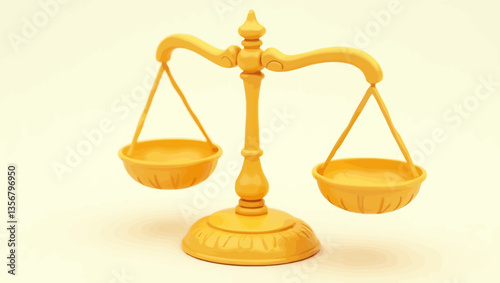 Close-up golden balance scale representing justice, equality, and fairness in a clean minimal design.