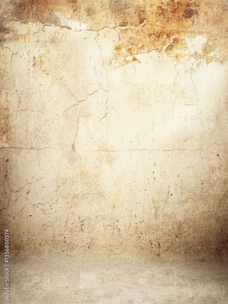 Obraz premium A textured, weathered wall with cracks and stains, creating a rustic and aged appearance, suitable for artistic or design purposes.