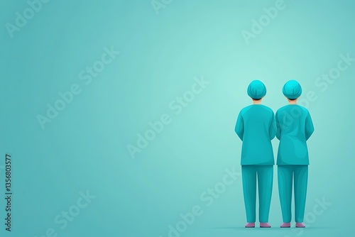 Two surgeons standing back to back contemplating medical decision