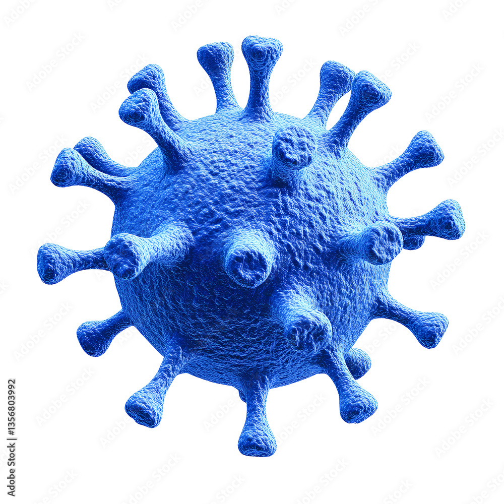Obraz premium Microscopic 3D Render of Blue Virus Particle Detailed Cellular Structure Medical Science