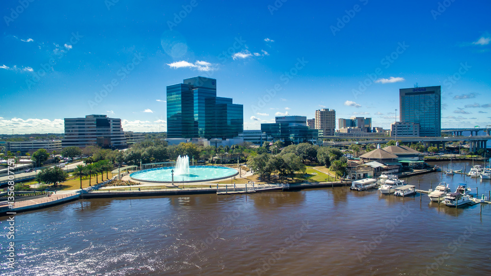 Jacksonville, Florida - Panoramic aerial view of the beautiful city skyline