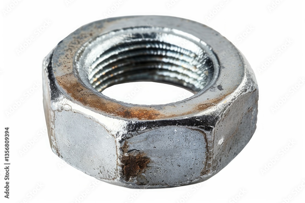 Rusty metal nut on white background. Neural network AI generated Rusty metal nut on white background. Neural network AI generated
