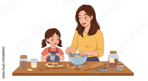 Mother and Daughter Baking Together