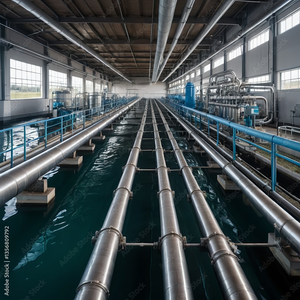 Fototapeta premium Industrial Water Treatment Plant Interior