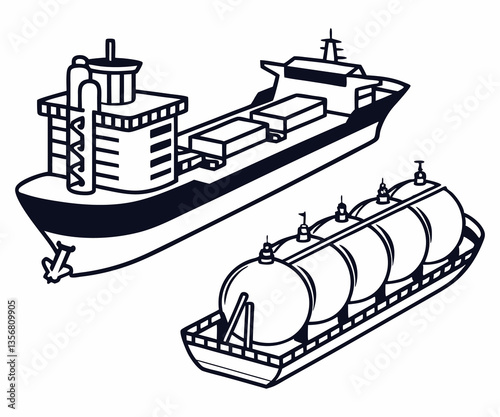 Two LNG Tanker Ships, One Large and One Docked