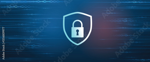 Cyber security neon lock protect data