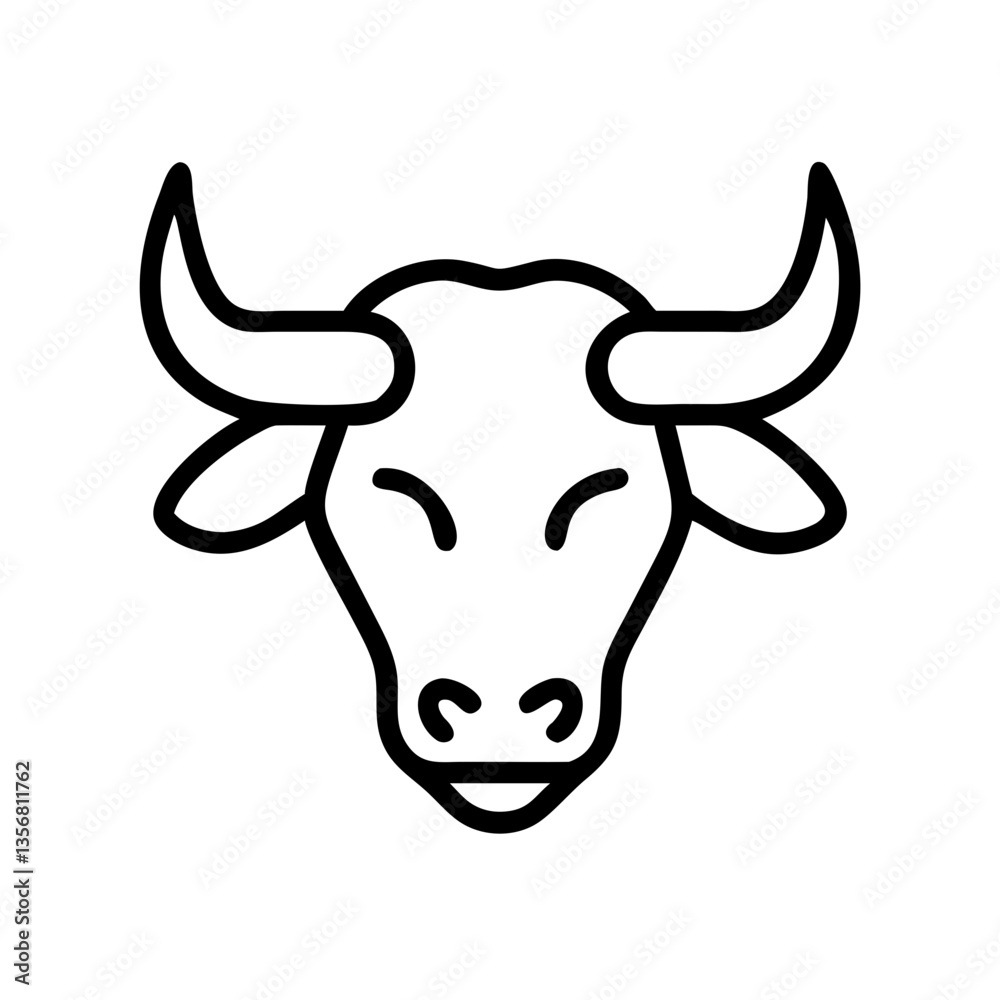 Fototapeta premium Bull Vector Silhouette on White Background – High-Quality Illustration