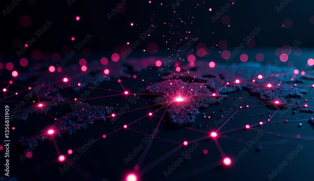 Fototapeta premium Dynamic dots and lines forming a data map in a futuristic design 
