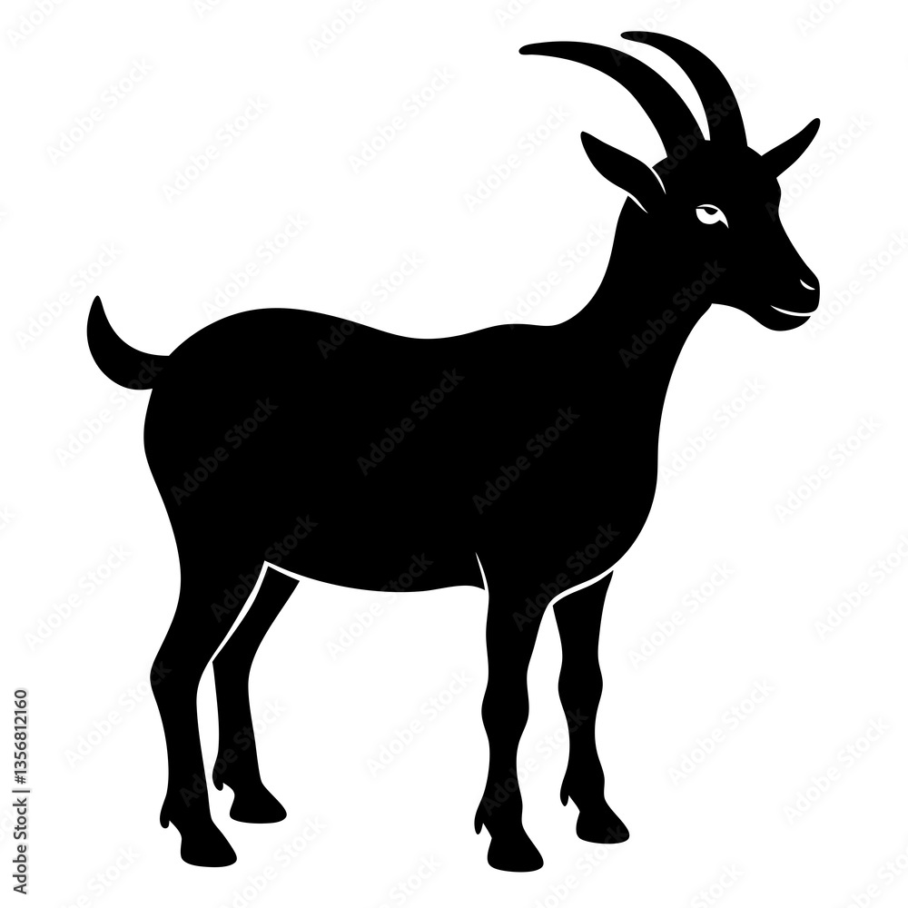 Goat Vector Silhouette on White Background – High-Quality Illustration Goat Vector Silhouette on White Background – High-Quality Illustration