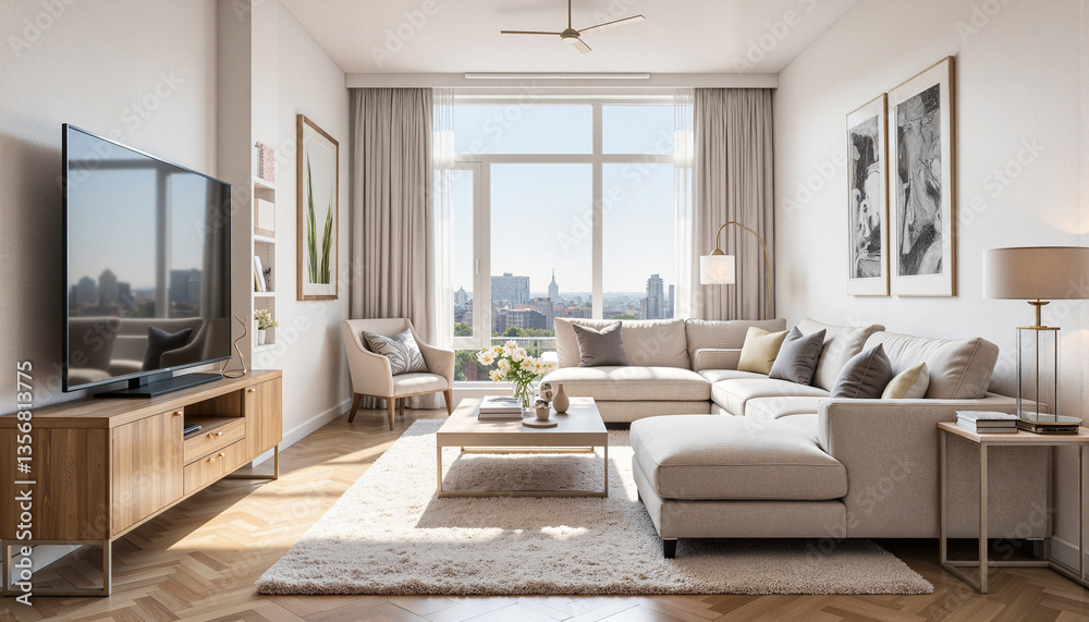 Fototapeta premium Luxury penthouse suite interior showcasing modern elegance, real estate