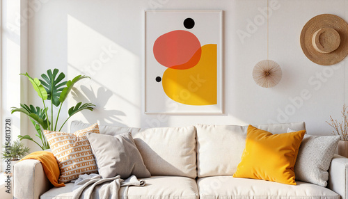 Contemporary home interior with abstract decor, aesthetic design