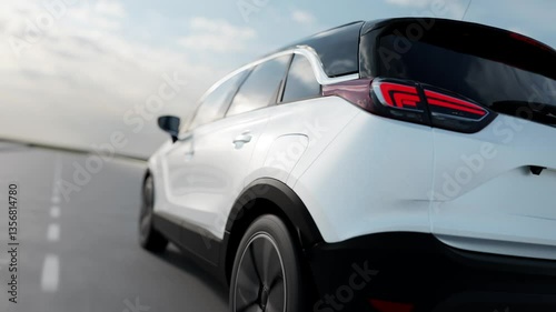 3d visualization of the taillight of a car on the highway
