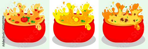 a collection of appetizing cream soups