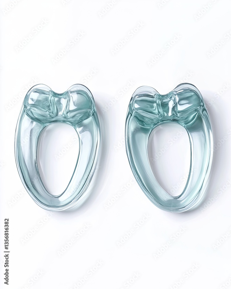 Fototapeta premium Pair of light teal, rounded, silicone ear-shaped sleep aids