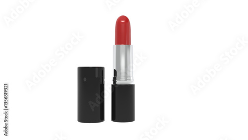 Elegant Red Lipstick in Stylish Black Casing - High-Quality Beauty Product Image PNG