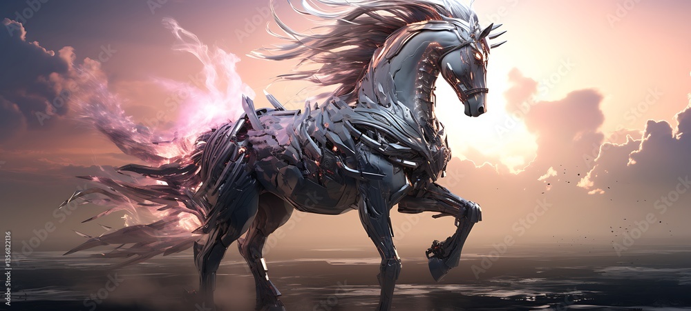 Obraz premium Epic War Unicorn magic, ai generative