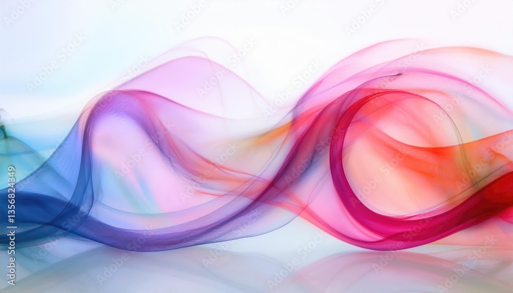 Naklejka premium Abstract ripples of translucent smoke in soft and bold colors on a bright white surface 