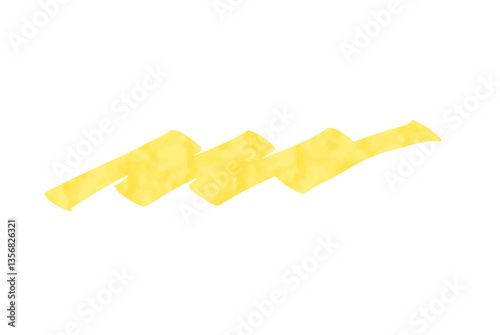 マーカーペンで描いたようなアンダーラインセット：黄 水彩風