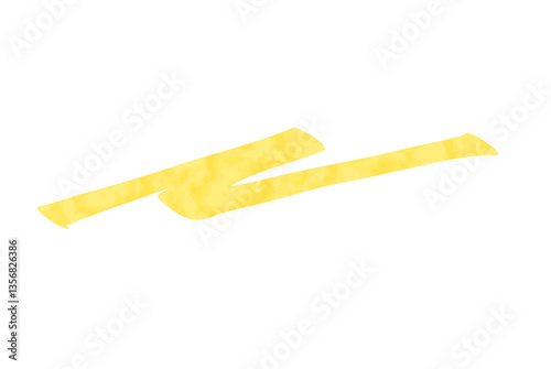 マーカーペンで描いたようなアンダーラインセット：黄 水彩風