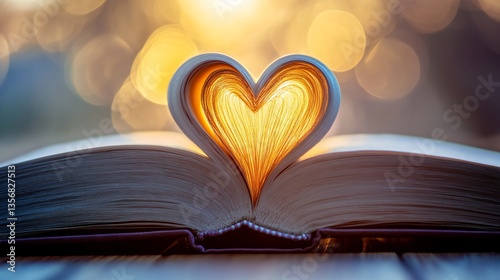 Artistic Heart-Shaped Folded Book – Romantic Literature-Inspired Close-Up