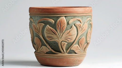 Handcrafted Clay Beaker with Exquisite Flower Motifs – Artisanal Ceramic Design