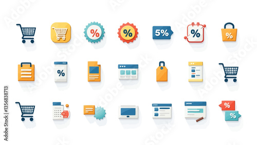 E-commerce Icons Array: An attractive array of modern e-commerce icons, stylishly designed and ready for use. 