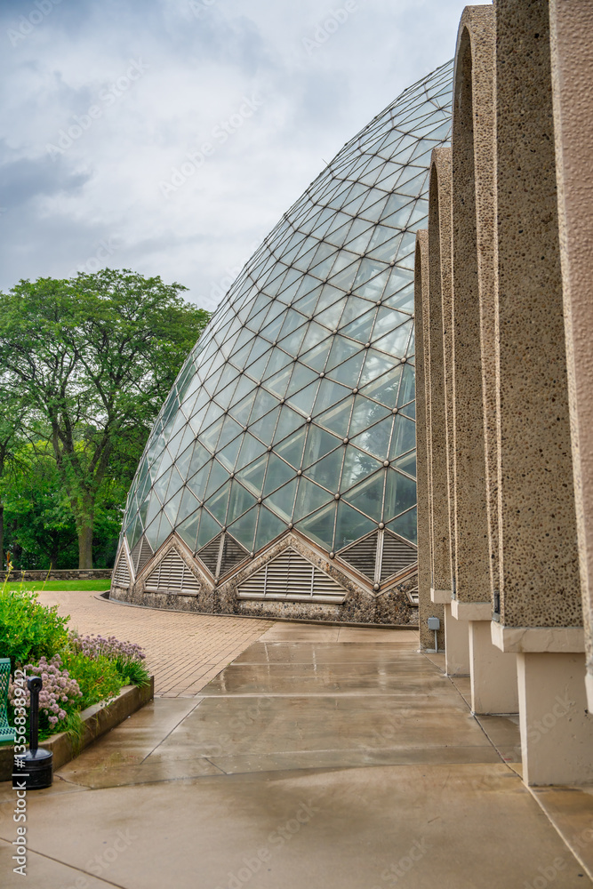 Milwaukee, WI - July 30, 2024: Milwaukee Mitchell Park Domes tropical and desert botanical garden glass structures
