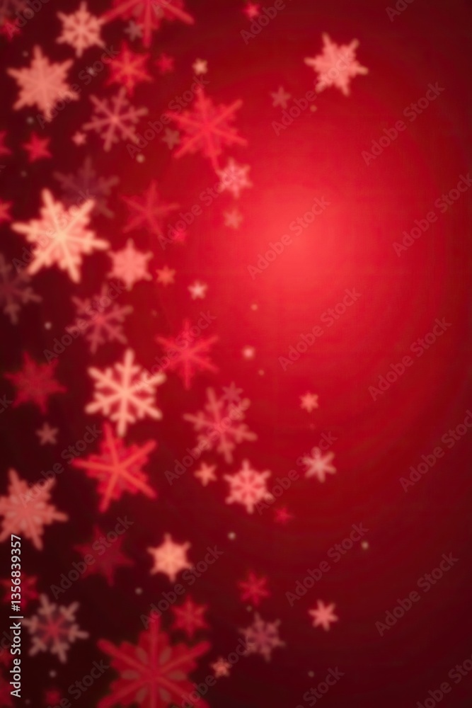 Abstract red bokeh snowflake background with blurry festive lights, season, background Abstract red bokeh snowflake background with blurry festive lights, season, background