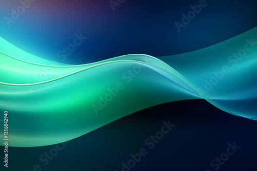 Abstract fluid holographic iridescent purple curved wave in dark background 3d render. Gradient design element for backgrounds, wallpapers, posters and covers.
