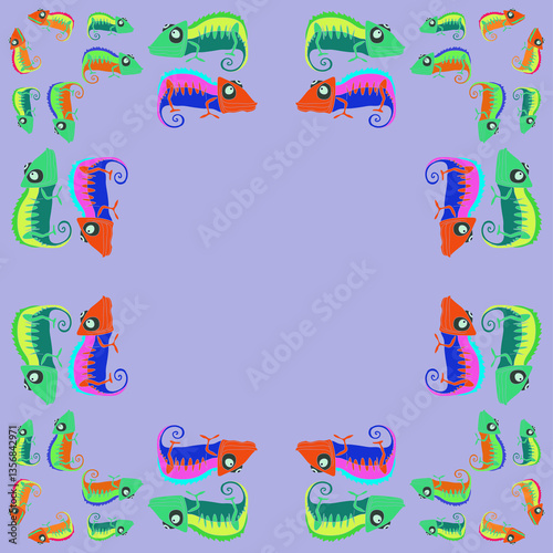 Wallpaper Mural Decorative  colored hameleons. Hand drawn. Torontodigital.ca