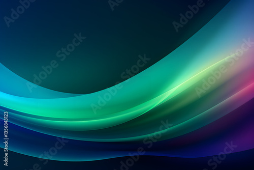 Abstract fluid holographic iridescent purple curved wave in dark background 3d render. Gradient design element for backgrounds, wallpapers, posters and covers.
