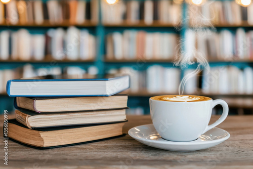 A cozy cafe where a student watches a live-streamed lecture on a tablet, surrounded by books and a steaming coffee cup, warm tones, photorealistic. , closes up