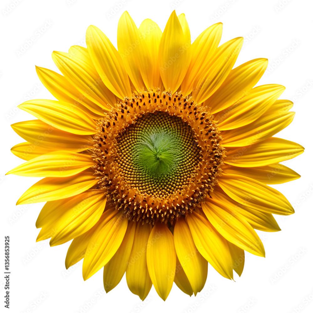 Fototapeta premium Vibrant Yellow Sunflower Isolated on White