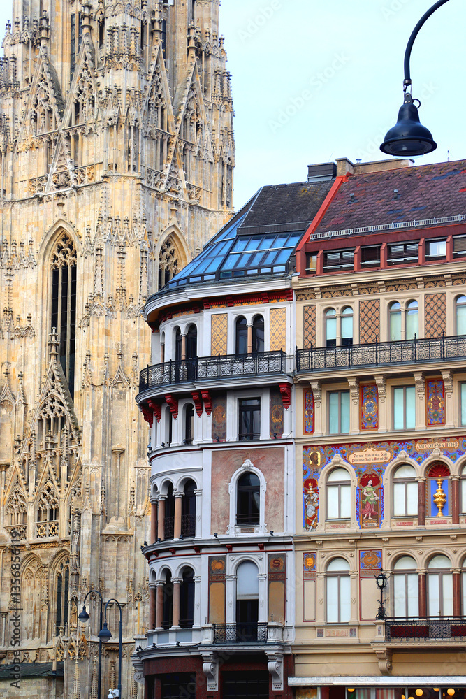Beautiful classic architectural details on the streets of Vienna, Austria.