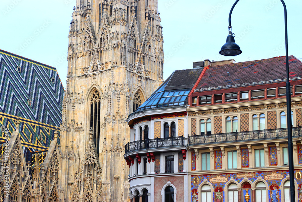 Beautiful classic architectural details on the streets of Vienna, Austria.