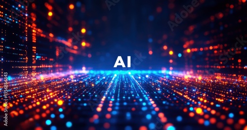 A glowing lighted sign that says AI