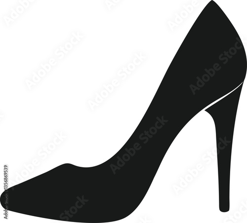 Elegant black high heel shoe silhouette.