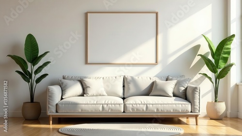 Serene Minimalist Living Room Interior Design with Neutral Tones and Natural Light