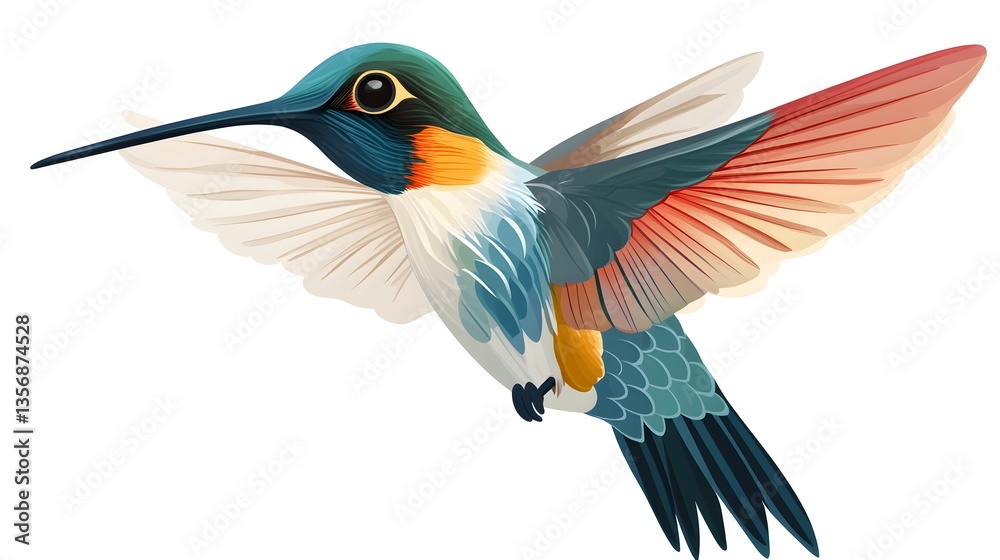 Fototapeta premium Stunning Image of Hummingbird Hovering - Creative Carto Art