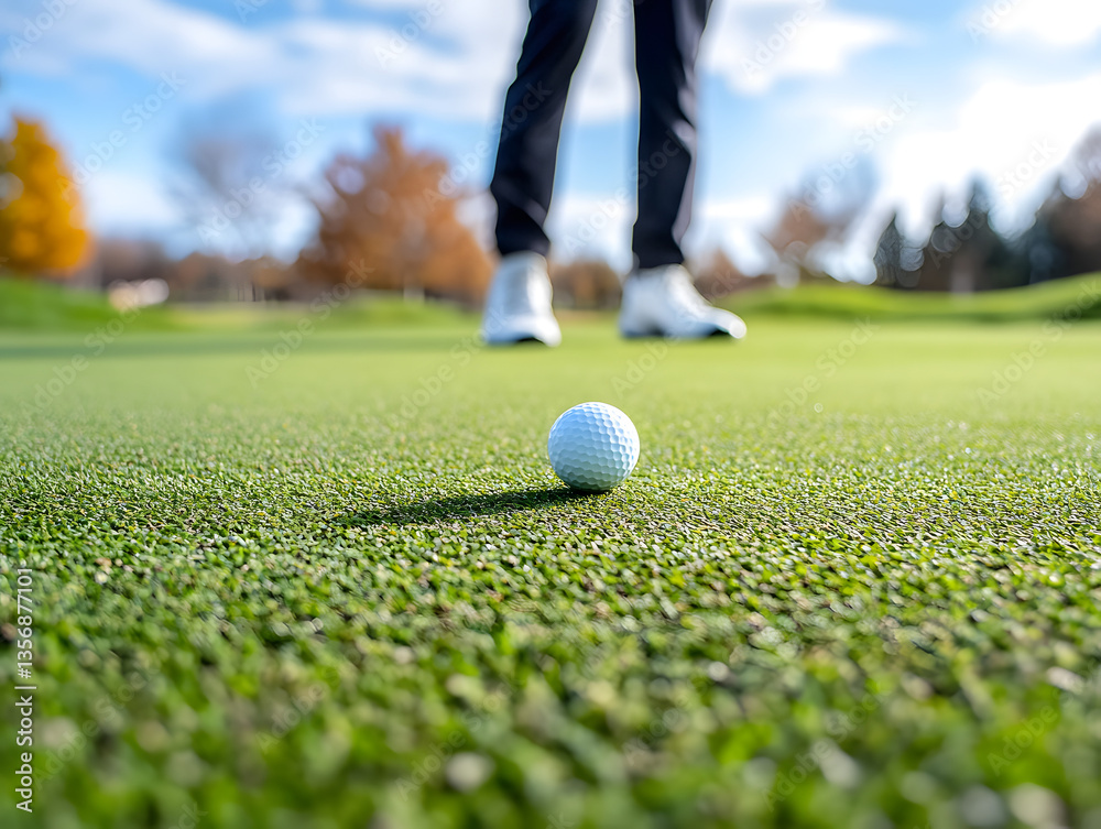 Precision on the Green: Man Aiming for the Flagstick