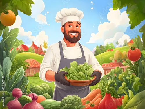 Anonymous Chef Harvesting Fresh Vegetables on a Farm