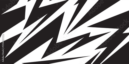Abstract black and white background with spikes and zigzag line pattern
