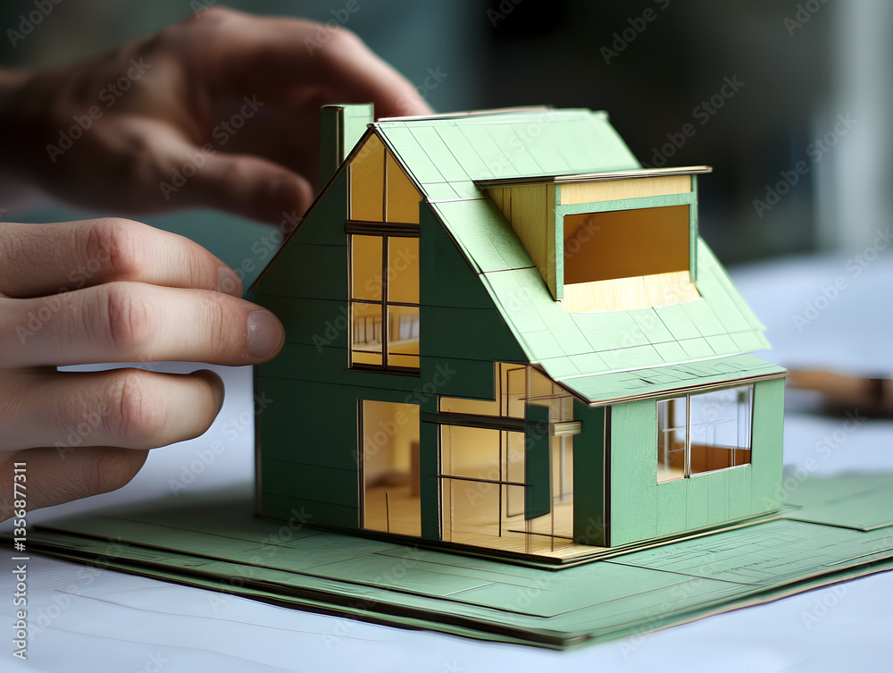 Architect Crafting a Model House