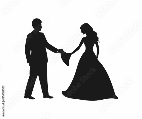 Wallpaper Mural Romantic Silhouette of a Bride and Groom Walking Together Torontodigital.ca