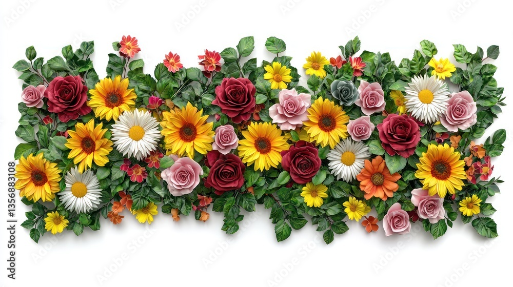 Obraz premium Colorful Flower Wall Panels with Sunflowers, Daisies, and Roses Collection