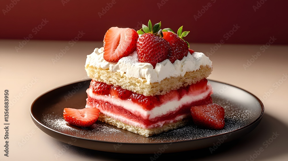 Delectable strawberry shortcake with fluffy cream and fresh fruit Delectable strawberry shortcake with fluffy cream and fresh fruit