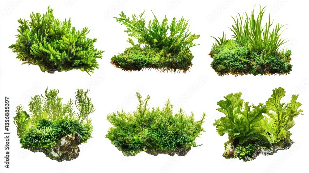 Fototapeta premium Moss and Coral Reefs Underwater Scene Collection